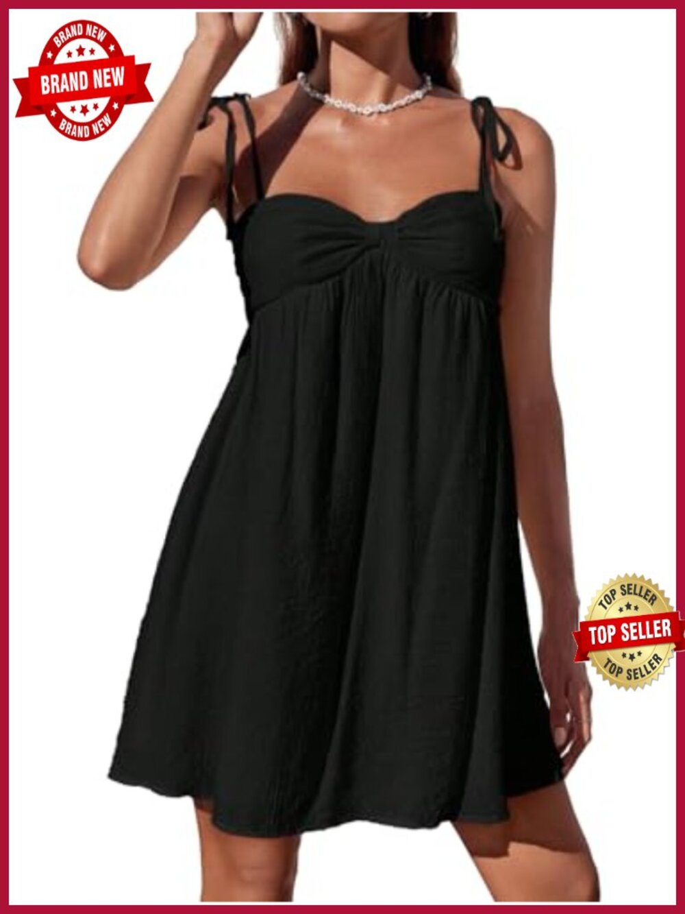 Narecte Women's 100% Polyester Mini Slip Dress Adjustable Spaghetti Strap